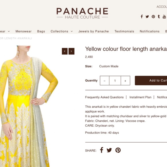 Designer Yellow Anarkali - Picture 9 of 9